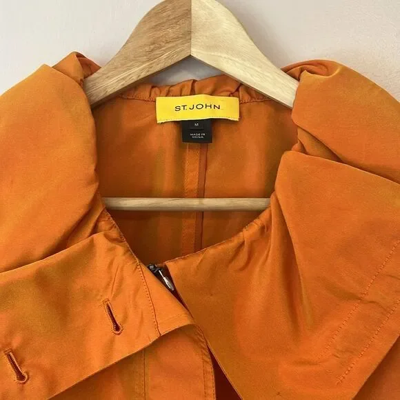 St John Jacket Coat Windbreaker Orange Medium Iridescent Maximalism Full Zip - Picture 2 of 9